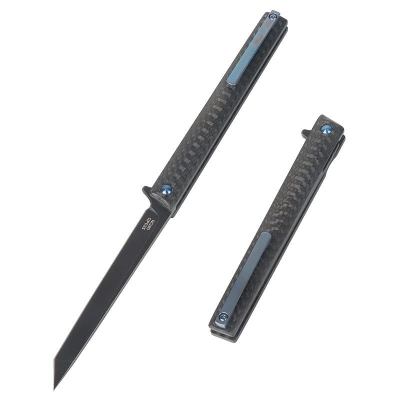 Real M390 Powder Steel Pen Carbon Fiber Handle Folding Knife UD408794
